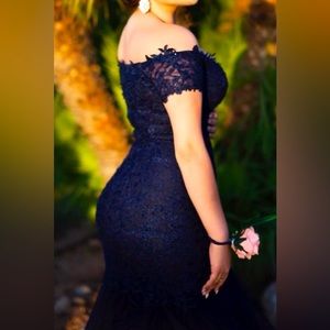 Beautiful Sherri Hill Navy Blue Dress/ Mermaid style